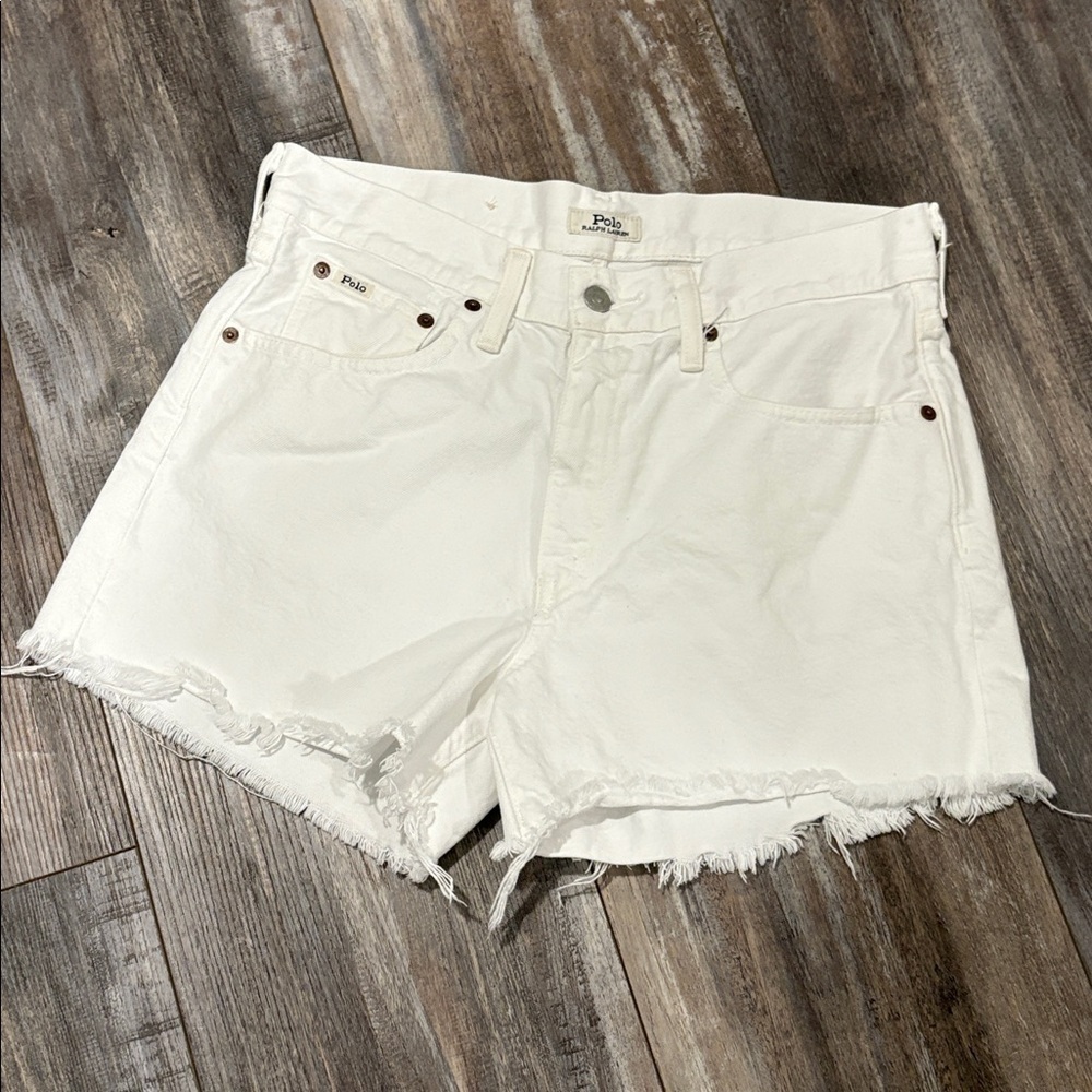 Ralph Lauren Denim White Shorts Polo The Crosby Relaxed Size 28